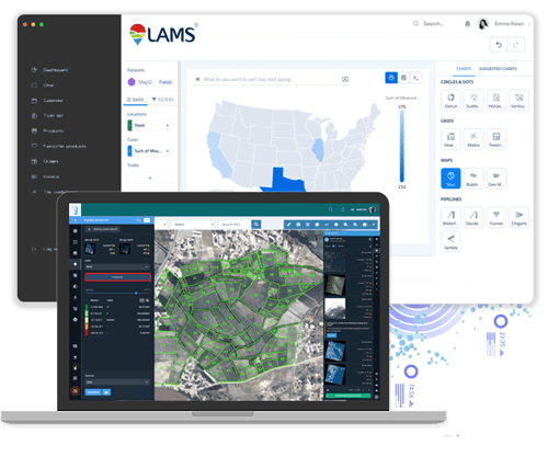 land satellite imageries with land plot boundary mapping on lams dashboard